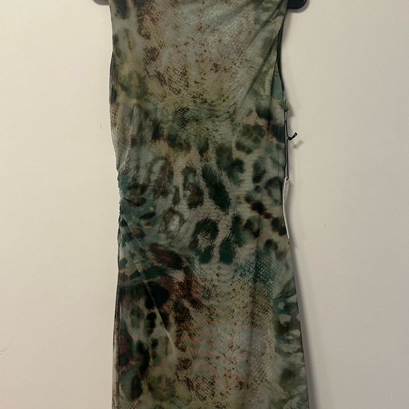 Nicole Miller Olive Green Animal Print Dress - Picture 2 of 4